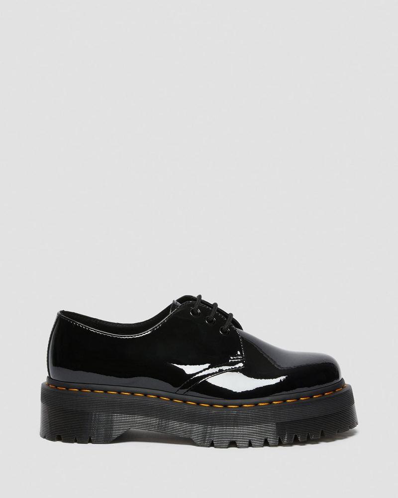 Black Women's Dr Martens 1461 Patent Leather Platform Oxfords Shoes | CA 364DFM